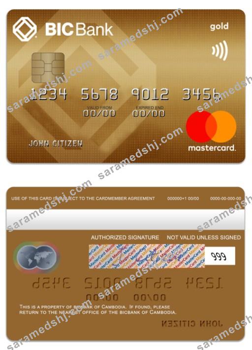 Cambodia BICBank credit gold mastercard